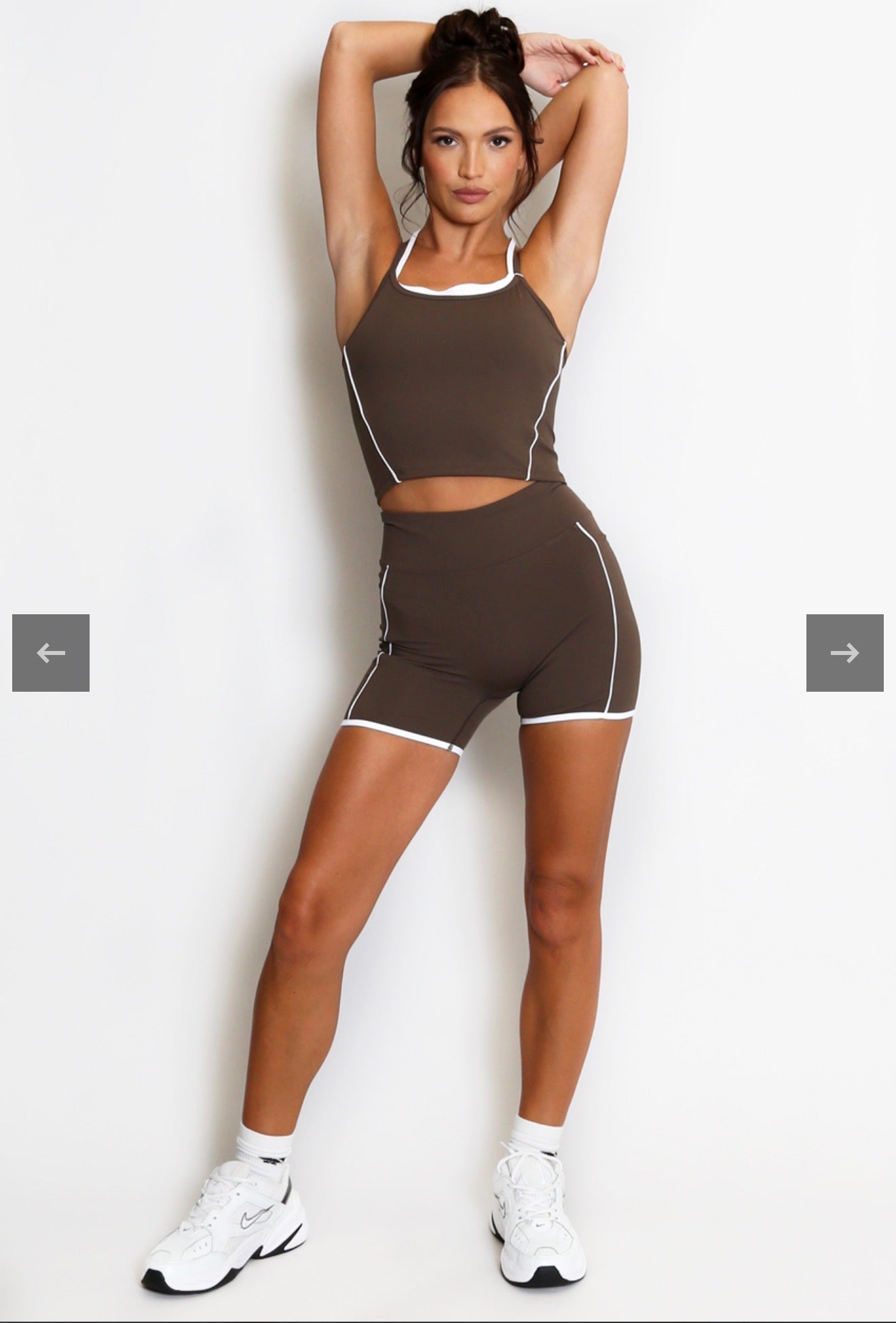 MAYA Double Strap Contrast Piping Vest And Shorts Set