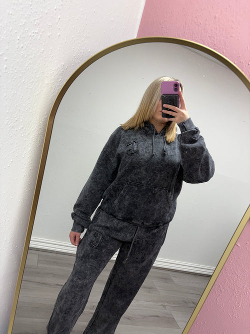 ESTELLE ACID WASH OVERSIZED HOODIE & WIDE LEG JOGGER CO-ORD SET