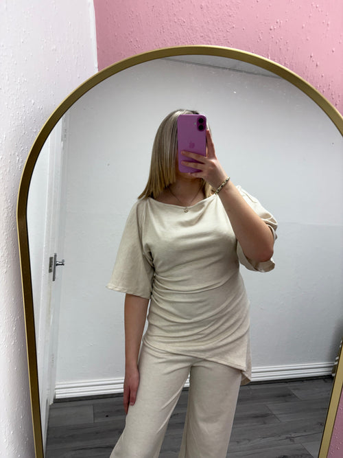 LILA DRAPED RUCHED SHOULDER SET