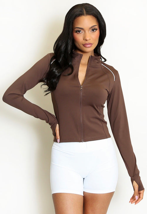 AMELIA STRIPE GYM JACKET