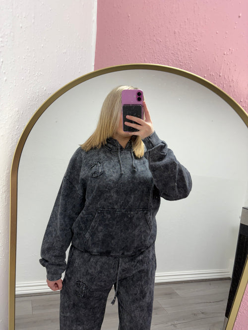 ESTELLE ACID WASH OVERSIZED HOODIE & WIDE LEG JOGGER CO-ORD SET