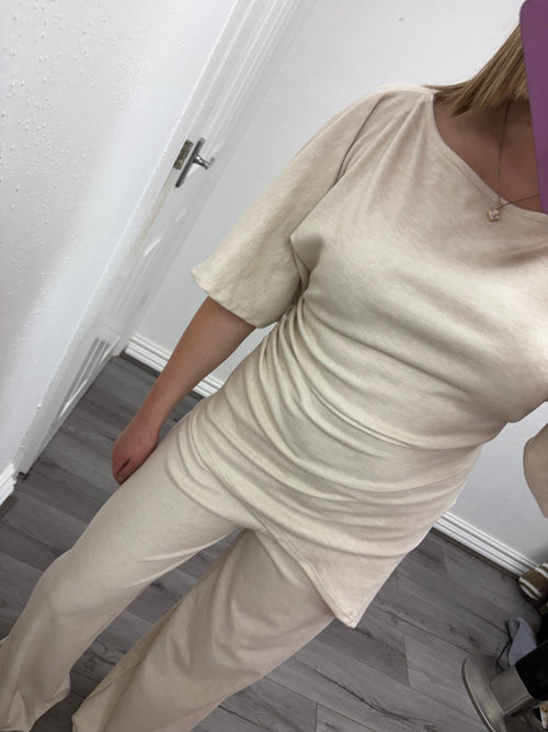 LILA DRAPED RUCHED SHOULDER SET