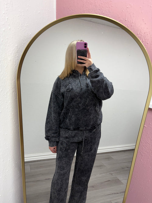 ESTELLE ACID WASH OVERSIZED HOODIE & WIDE LEG JOGGER CO-ORD SET