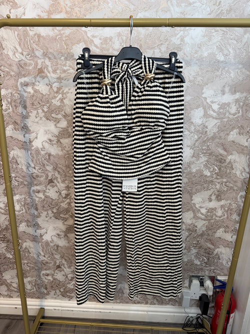 LUNA STRIPE HALTERNECK SET