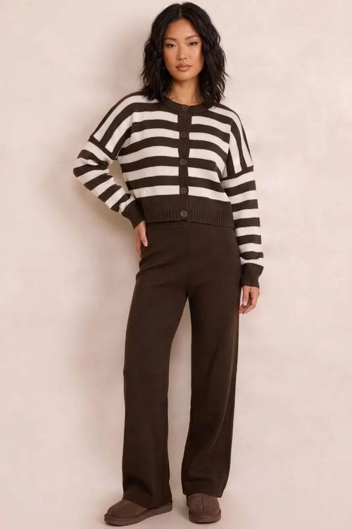 SERAPHINA STRIPED KNIT CARDIGAN & WIDE LEG TROUSER CO-ORD SET