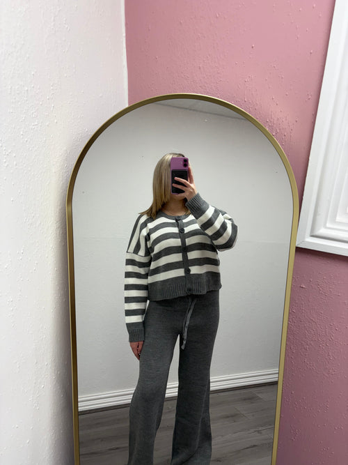 SERAPHINA STRIPED KNIT CARDIGAN & WIDE LEG TROUSER CO-ORD SET
