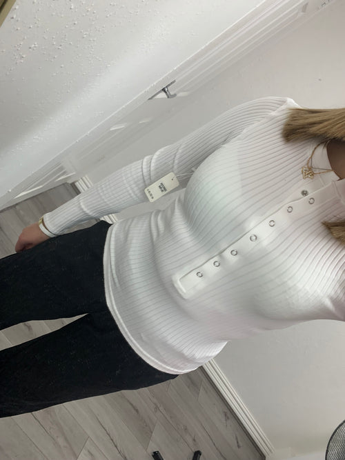 WINTER RIBBED BUTTON UP TOP