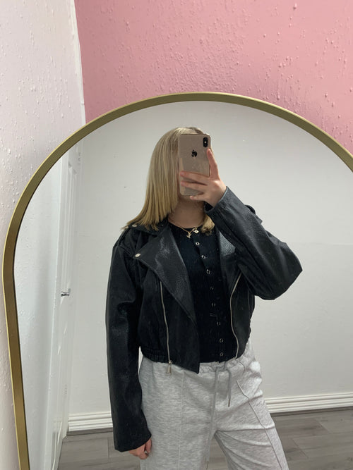 LUCIA FLEECE BIKER JACKET