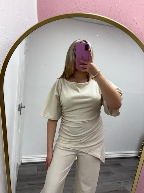 LILA DRAPED RUCHED SHOULDER SET