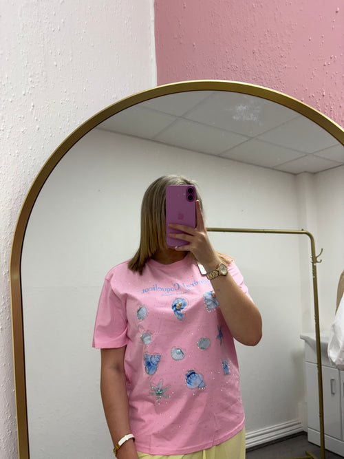 PINK FLOWER TSHIRT SMALL/MEDIUM