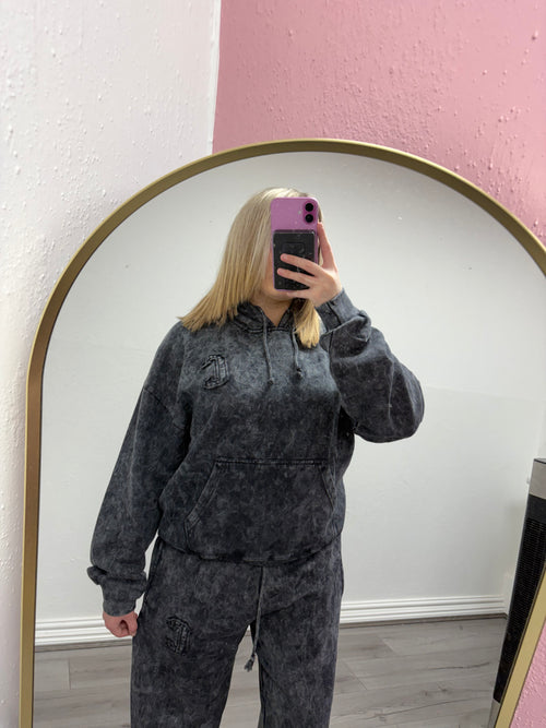 ESTELLE ACID WASH OVERSIZED HOODIE & WIDE LEG JOGGER CO-ORD SET