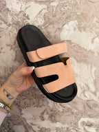 PINK SUEDE H SANDALS
