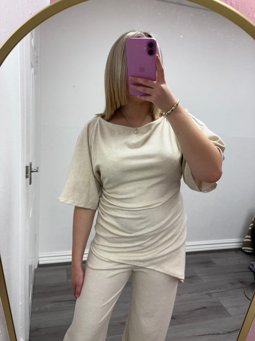 LILA DRAPED RUCHED SHOULDER SET