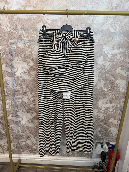LUNA STRIPE HALTERNECK SET