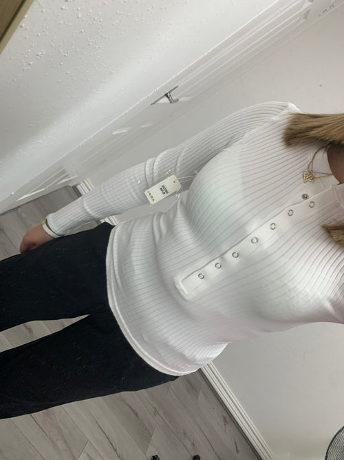 WINTER RIBBED BUTTON UP TOP