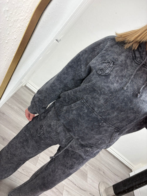 ESTELLE ACID WASH OVERSIZED HOODIE & WIDE LEG JOGGER CO-ORD SET
