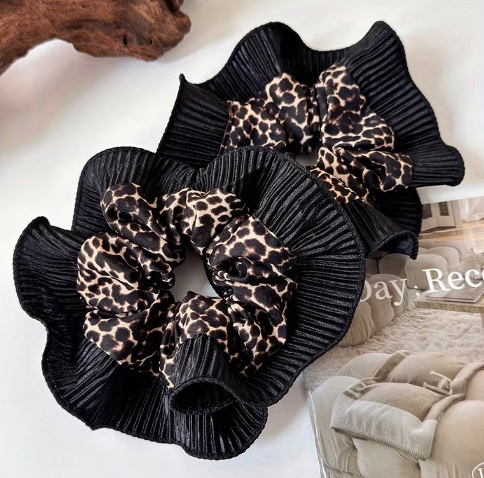 Leopard Print Lace Hair Scrunchie