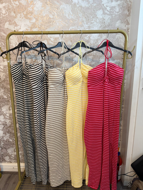 DANIELLE STRIPE HALTERNECK DRESS