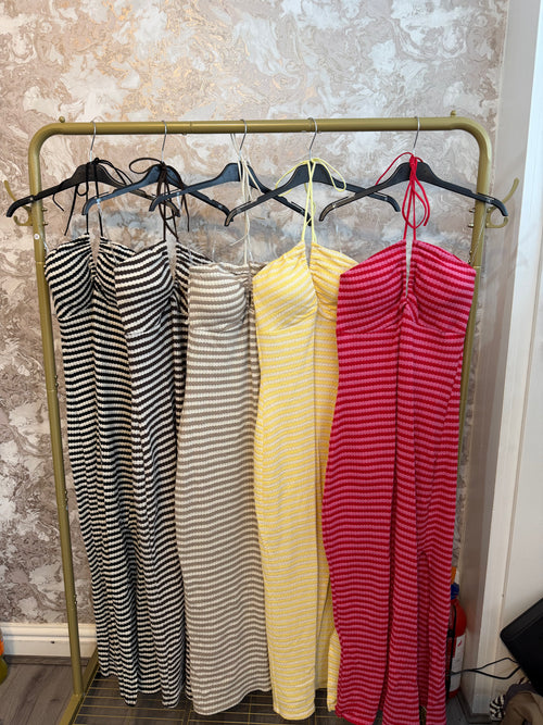 DANIELLE STRIPE HALTERNECK DRESS