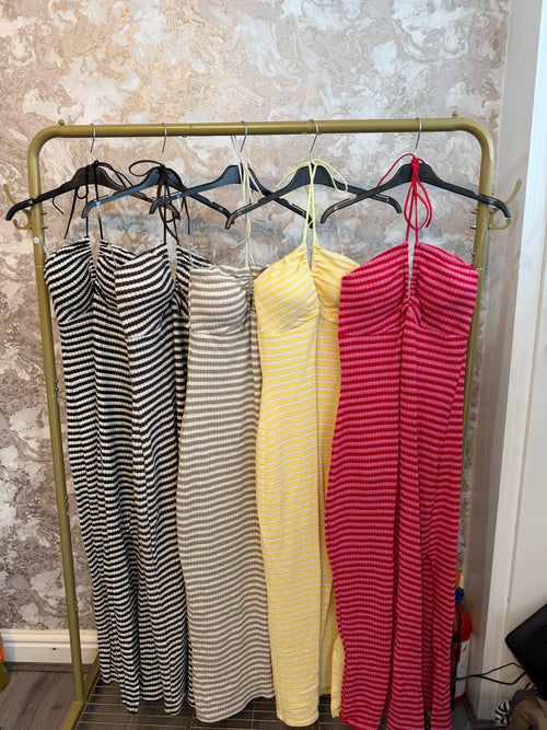 DANIELLE STRIPE HALTERNECK DRESS